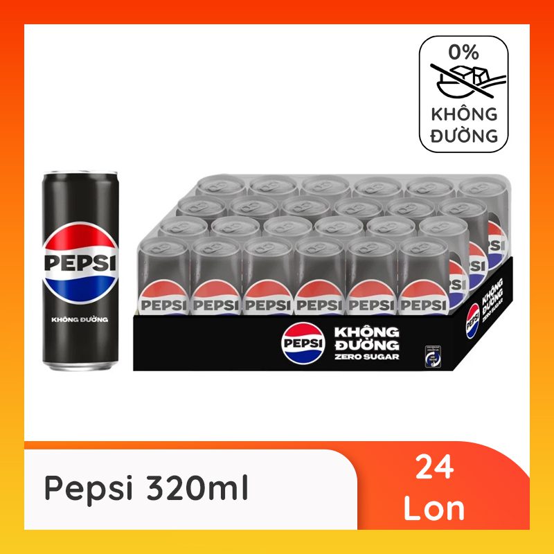 Pepsi không đường 320ml (24 lon)